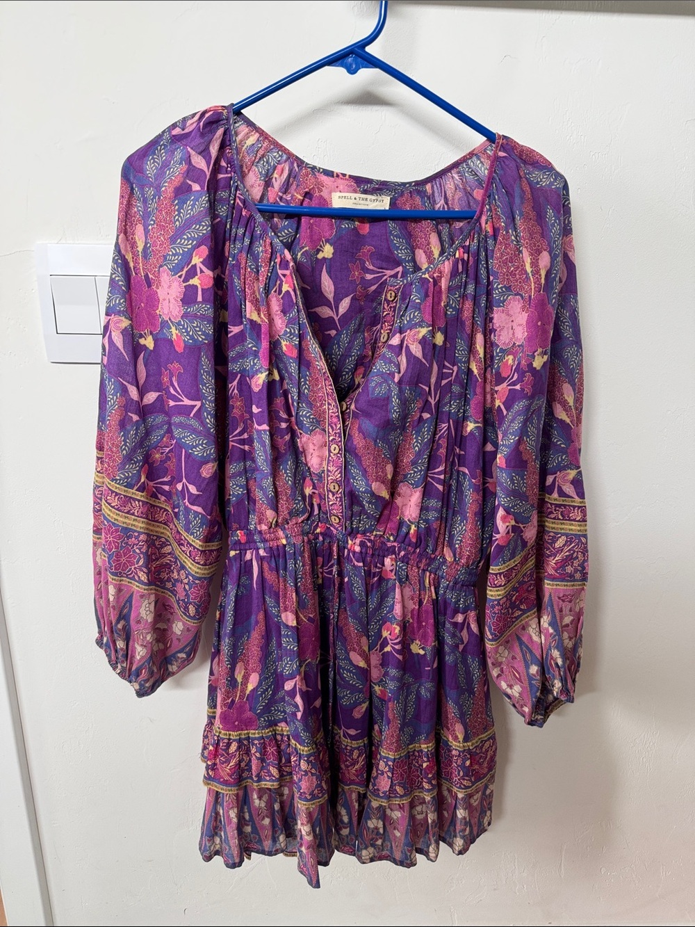 Spell Purple and Pink Floral Mini Dress